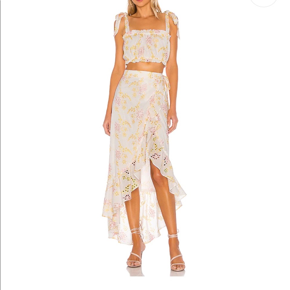 Majorelle Peanut Eyelet Lace Skirt and Top Set